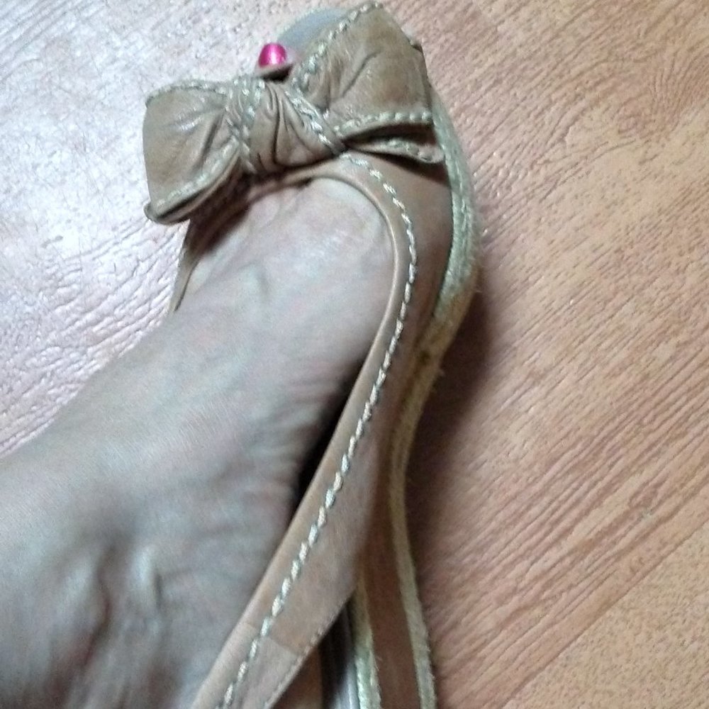 Franco Sarto Leather Peep toe wedges